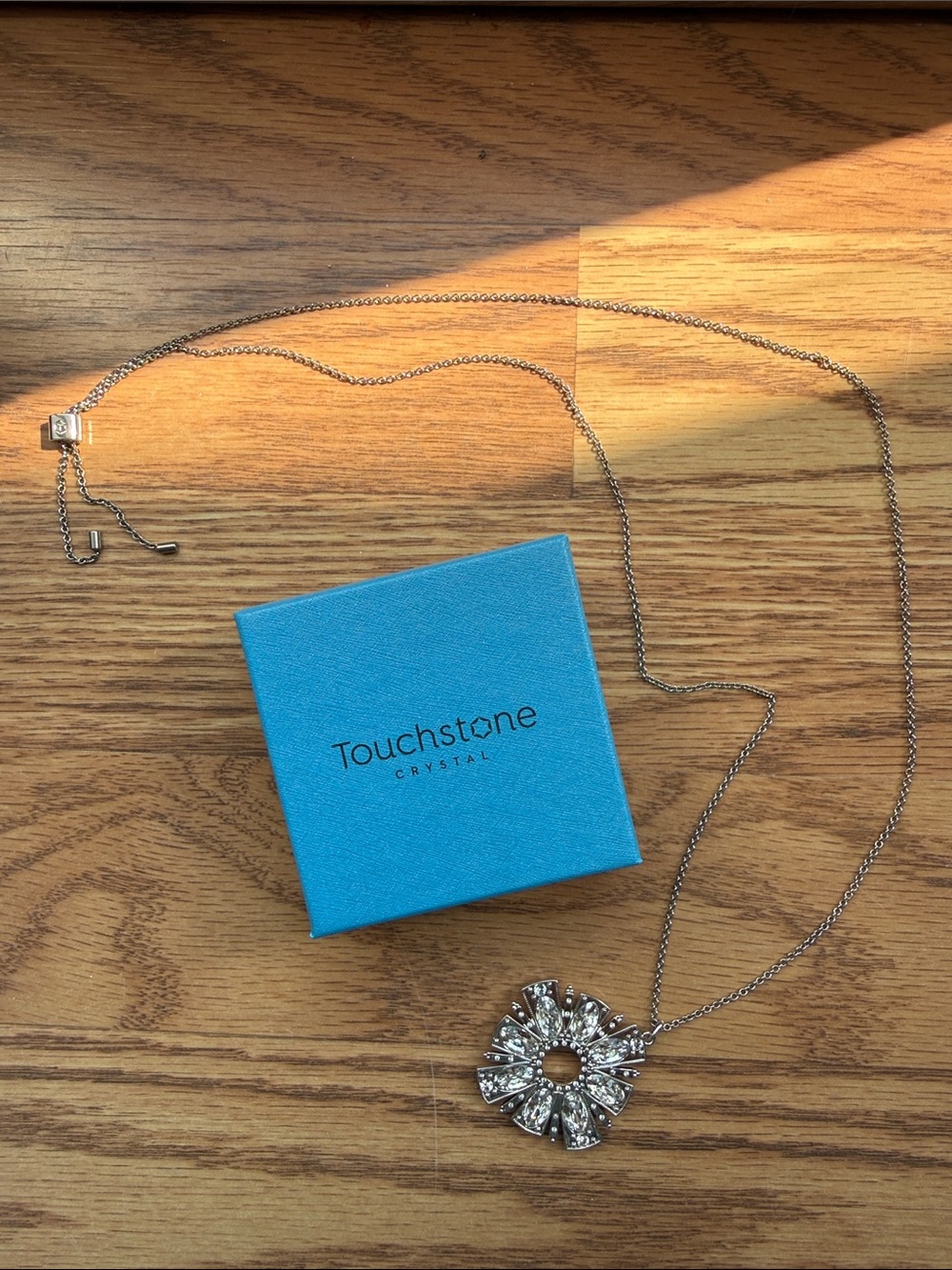 Touchstone Crystal Silver Crystal Flower Pendant Necklace